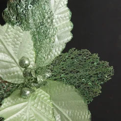 Mesh and Shiny Mint Poinsettia Flower Clip Christmas Flowers|