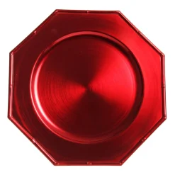 Metallic Red Christmas Charger Plate with Bamboo Pattern Trim Christmas Table Decor|