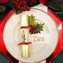 Metallic Red Christmas Charger Plate with Bamboo Pattern Trim Christmas Table Decor|
