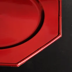 Metallic Red Christmas Charger Plate with Bamboo Pattern Trim Christmas Table Decor|