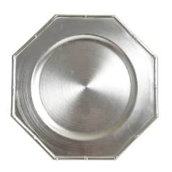 Metallic Silver Christmas Charger Plate with Bamboo Pattern Trim Christmas Table Decor|
