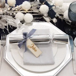 Metallic Silver Christmas Charger Plate with Bamboo Pattern Trim Christmas Table Decor|