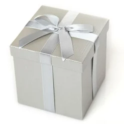 Metallic Silver Gift Box With Personalised Gift Tag Gift Wrap, Boxes, Bags & Tags|