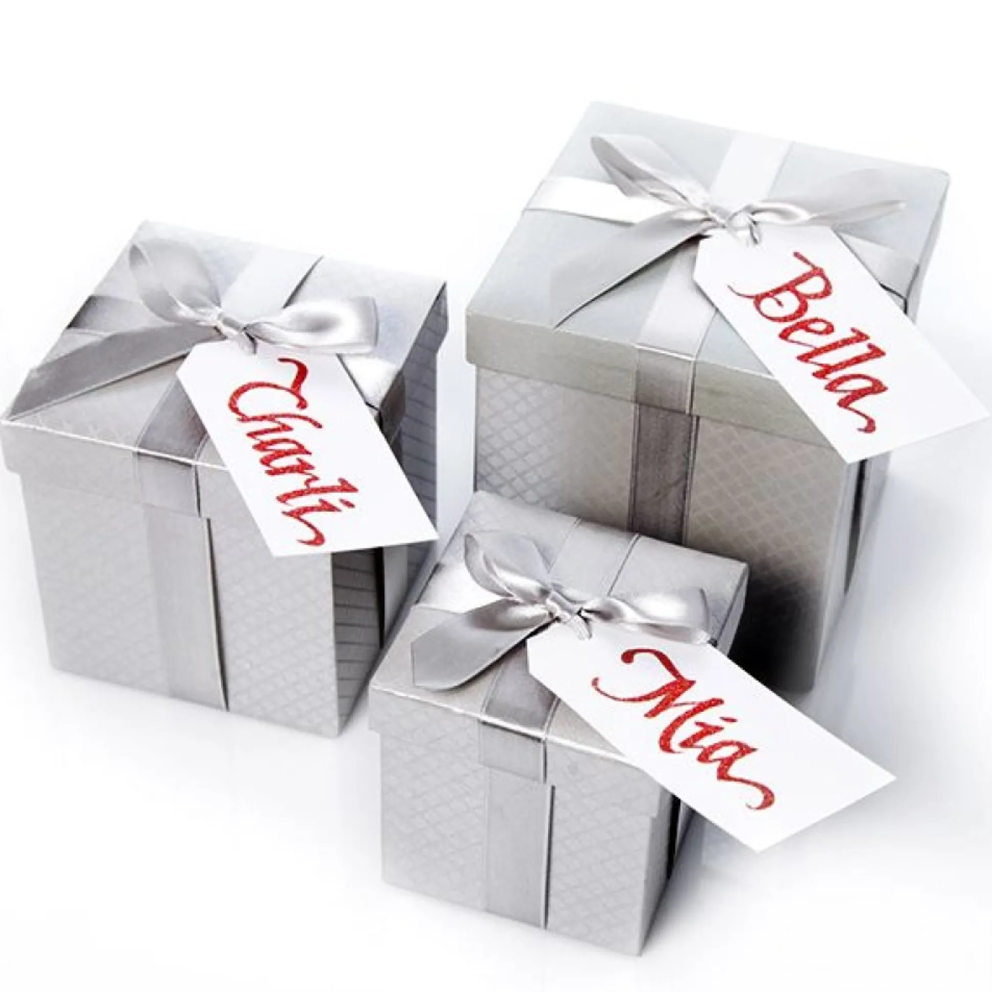 Metallic Silver Gift Box With Personalised Gift Tag Gift Wrap, Boxes, Bags & Tags|