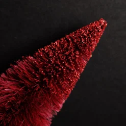 Mini Burgundy Bottle Brush Tree - Set of 2 Table Top Christmas Trees|