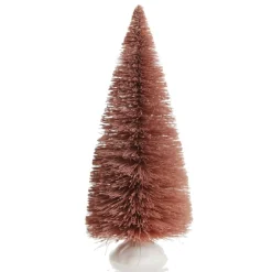 Mini Pink Bottle Brush Christmas Tree with Glitter Top - Set of 2 Table Top Christmas Trees|