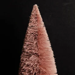 Mini Pink Bottle Brush Christmas Tree with Glitter Top - Set of 2 Table Top Christmas Trees|