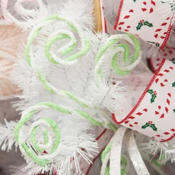Mint and White Chenille Stick Candy Cane Christmas Pick Christmas Tree Picks|