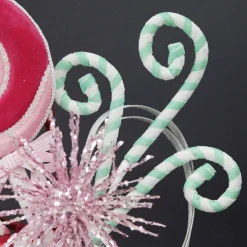 Mint and White Velvet Candy Cane Pick Christmas Tree Picks|