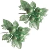 Mint Glitter Ball and Leaf Pick - Set of 2 Christmas Pick|Mint Glitter Ball And Leaf Pick - Set Of 2