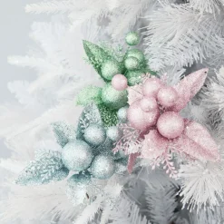 Mint Glitter Ball and Leaf Pick - Set of 2 Christmas Pick|Mint Glitter Ball And Leaf Pick - Set Of 2