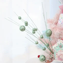 Mint Glitter Ball Spray Pick Christmas Tree Picks|
