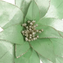 Mint Green Lily Flower Stem with Gold Glitter Trim Christmas Flowers|