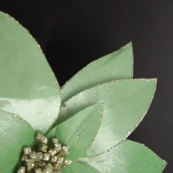 Mint Green Lily Flower Stem with Gold Glitter Trim Christmas Flowers|