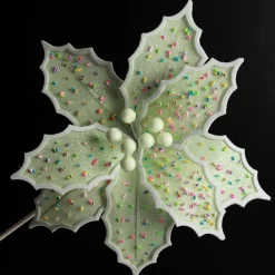 Mint Green Poinsettia Flower Stem with Multicoloured Sprinkles Christmas Flowers|