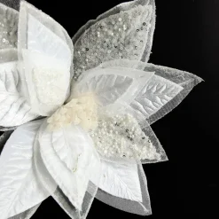 Mixed Petal White Poinsettia Flower Stem Christmas Flowers|