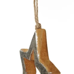 Natural and Silver Hollow Wood Star and Tree Decoration - Set of 2 Christmas Tree Decorations|