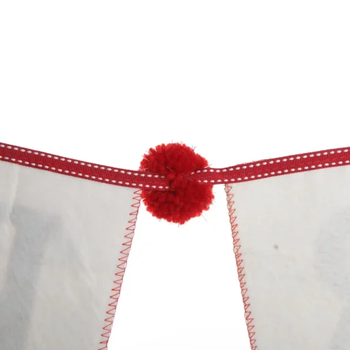 Natural Linen and Red Merry Christmas Bunting with Pom Poms Tree Garlands|