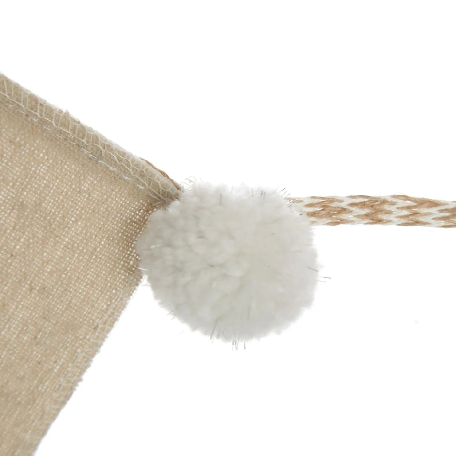 Natural Linen and White Merry Christmas Bunting with Pom Poms Tree Garlands|