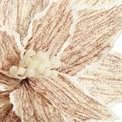 Natural Poinsettia Flower Clip with White Trim Christmas Flowers|