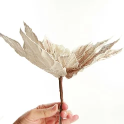 Natural Poinsettia Flower Clip with White Trim Christmas Flowers|