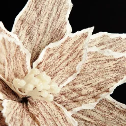 Natural Poinsettia Flower Clip with White Trim Christmas Flowers|