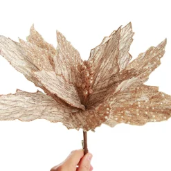 Natural Poinsettia Flower Clip with Glitter Tips Christmas Flowers|