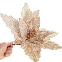 Natural Poinsettia Flower Clip with Glitter Tips Christmas Flowers|