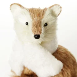 Natural Sisal Fox with white fluffy scarf Christmas Birds And Animals|