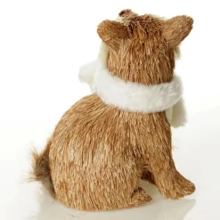 Natural Sisal Fox with white fluffy scarf Christmas Birds And Animals|