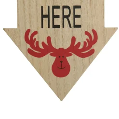 Natural Wood Santa Please Stop Here Arrow Sign - Red Reindeer Diy Wreaths|