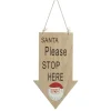 Natural Wood Santa Please Stop Here Arrow Sign - Santa Face Diy Wreaths|
