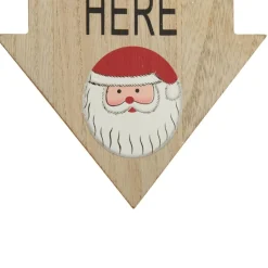 Natural Wood Santa Please Stop Here Arrow Sign - Santa Face Diy Wreaths|