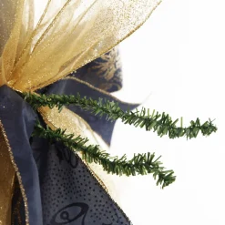 Navy and Gold Glitter Deluxe Tree Topper Bow with Streamers Tree Toppers|
