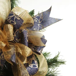 Navy and Gold Glitter Deluxe Tree Topper Bow with Streamers Tree Toppers|