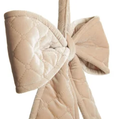 Nude Pink Padded Quilted Velvet Bow Christmas Bells And Bows|