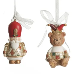 Nutcracker and Teddy Bear Christmas Decoration - Set of 2 Christmas Tree Decorations|