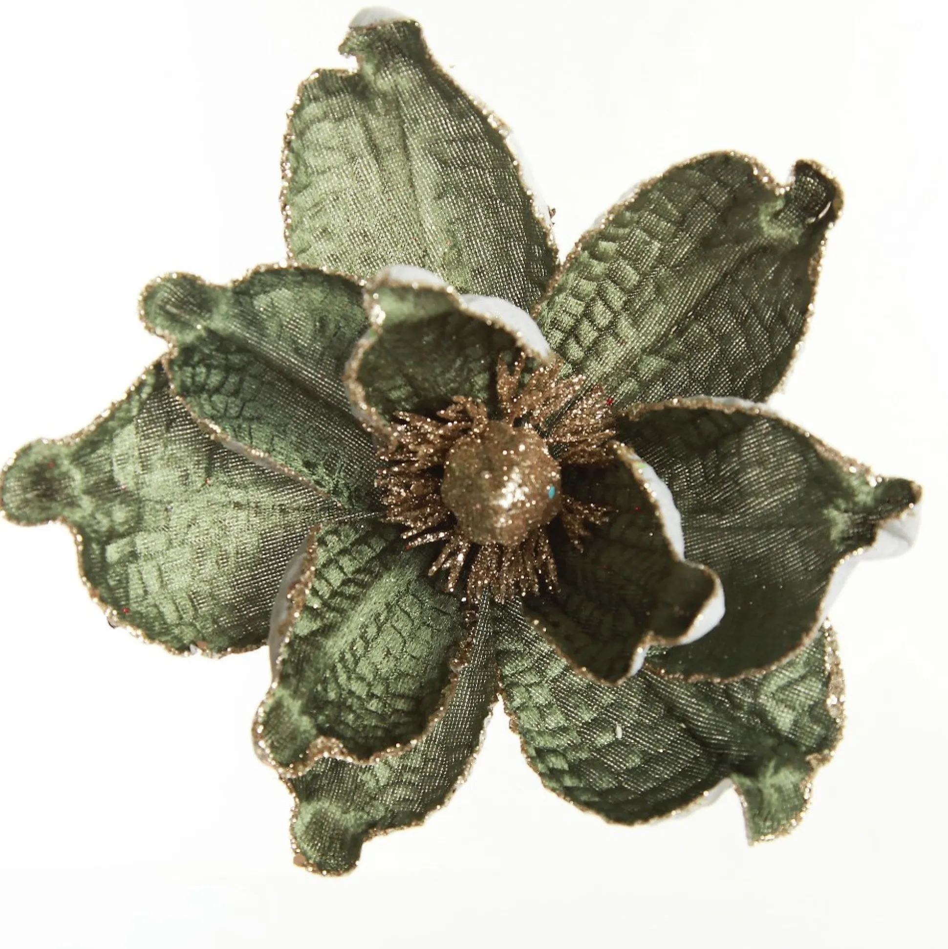 Olive Green Velvet Magnolia Flower Clip Christmas Flowers|