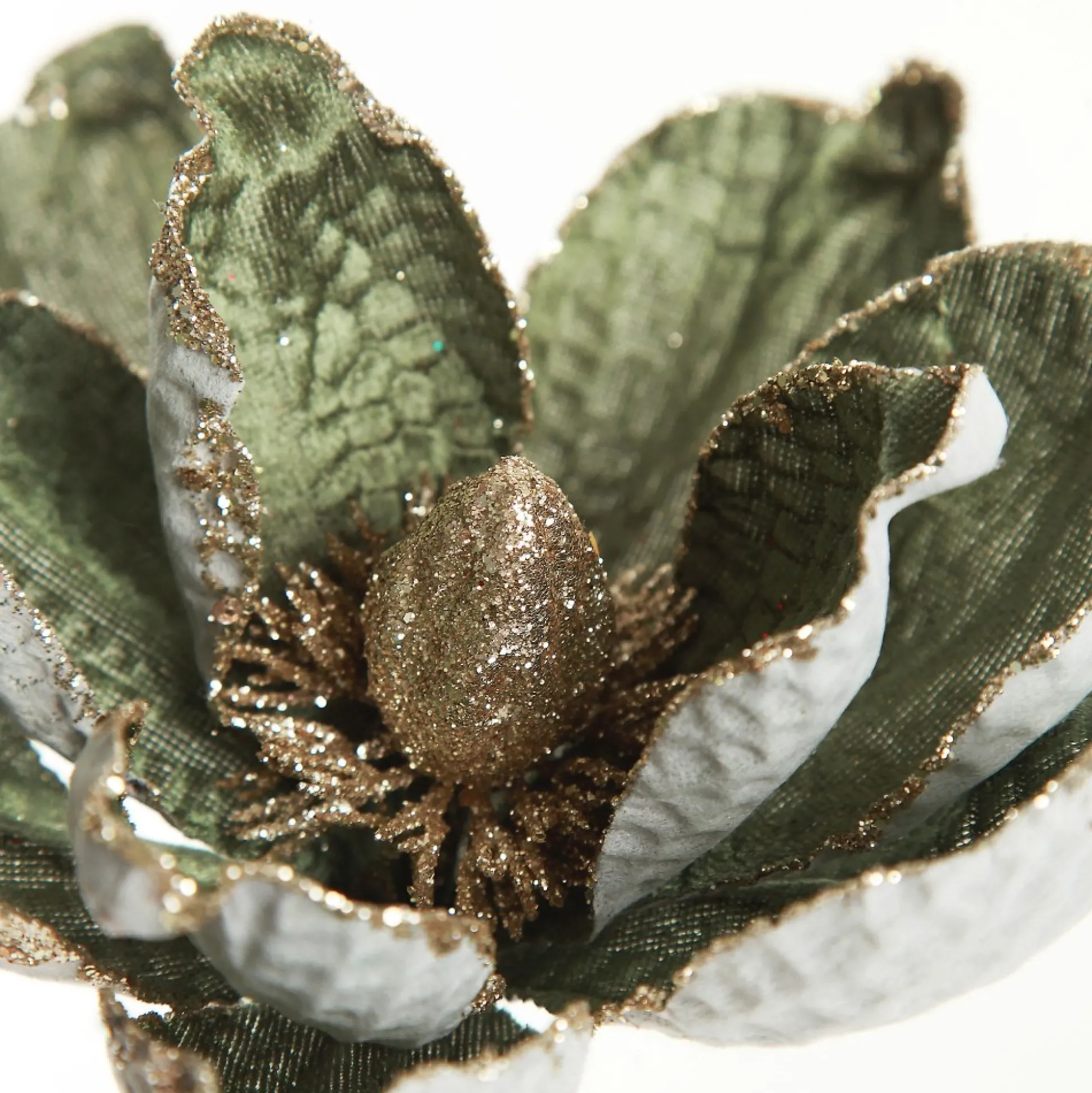 Olive Green Velvet Magnolia Flower Clip Christmas Flowers|