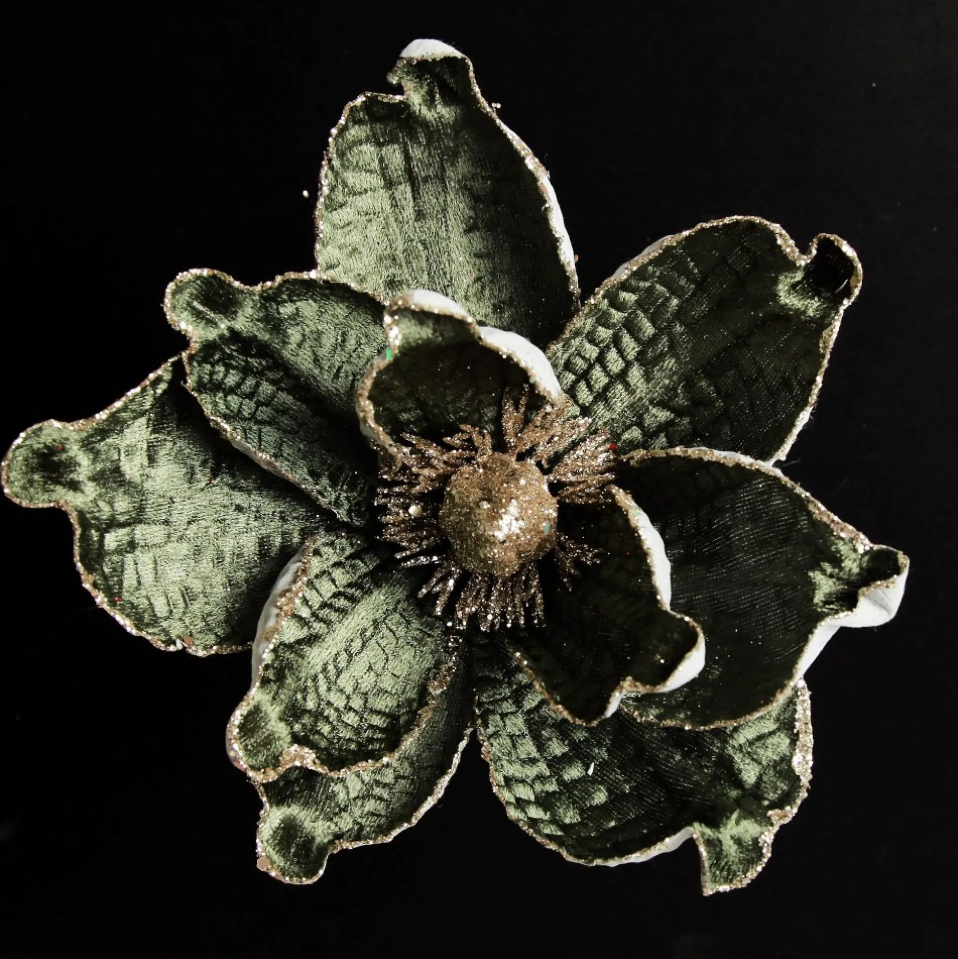 Olive Green Velvet Magnolia Flower Clip Christmas Flowers|
