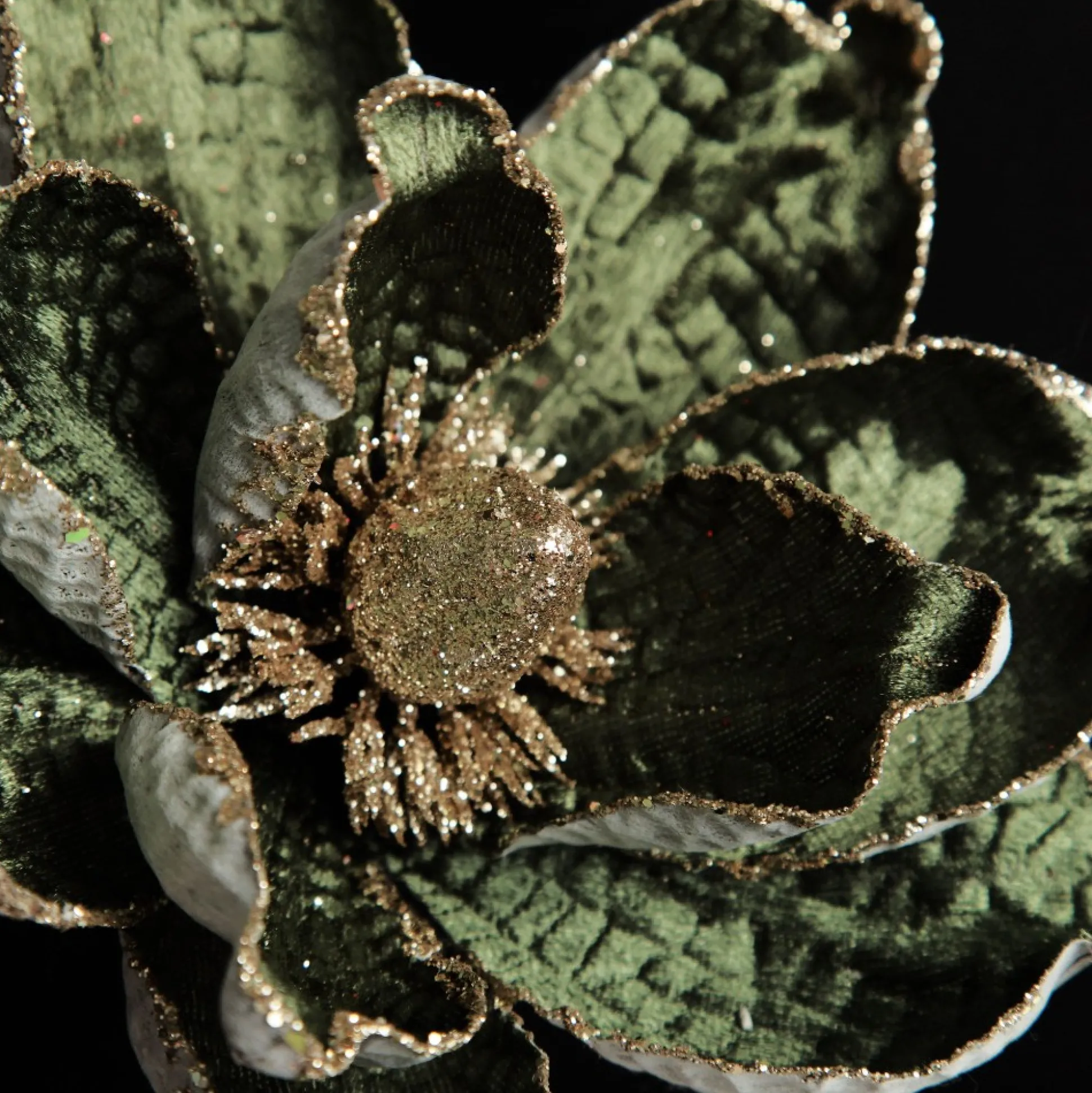 Olive Green Velvet Magnolia Flower Clip Christmas Flowers|