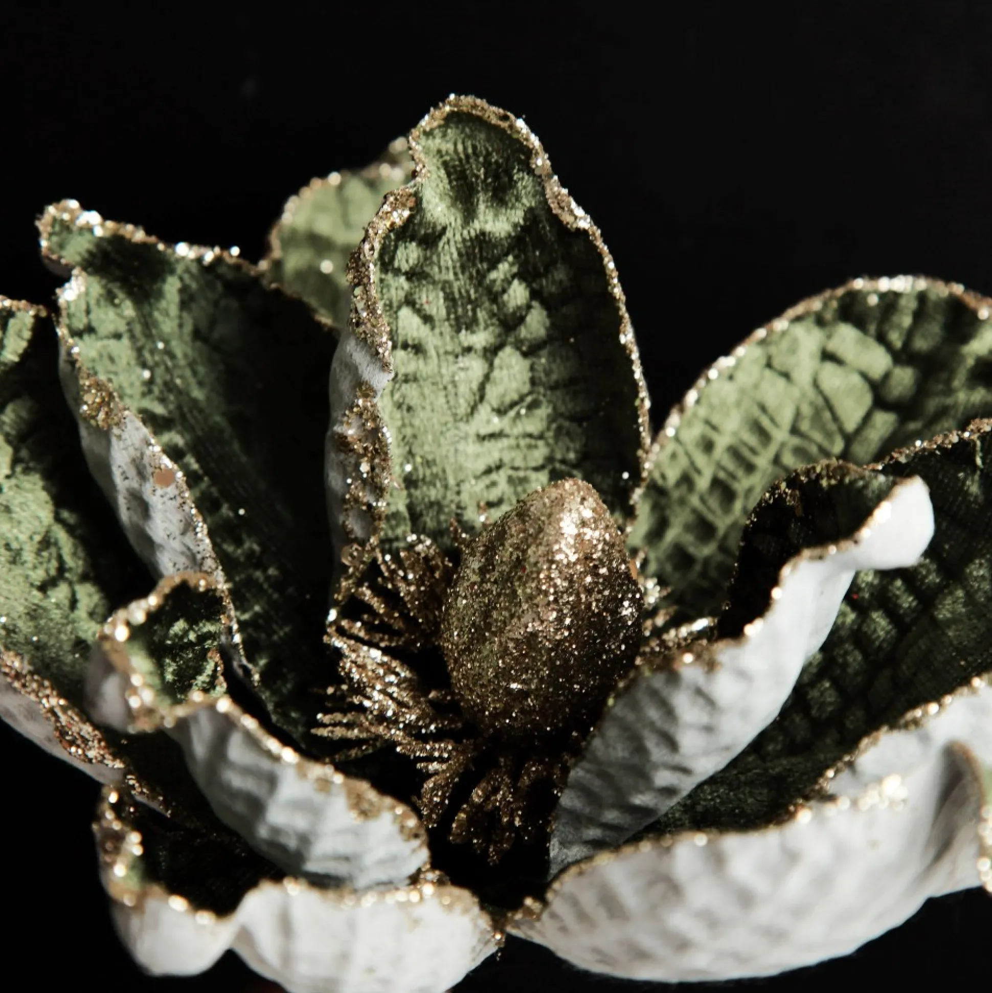 Olive Green Velvet Magnolia Flower Clip Christmas Flowers|