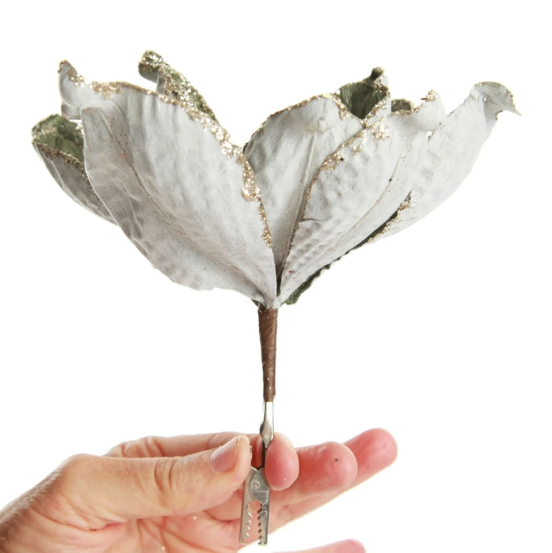 Olive Green Velvet Magnolia Flower Clip Christmas Flowers|