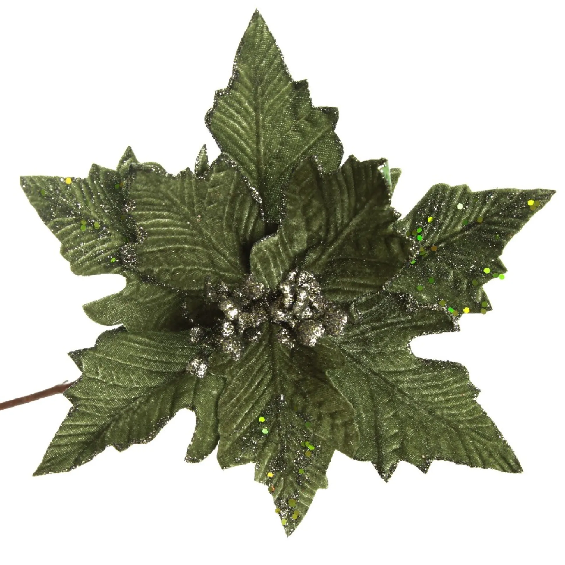Olive Green Velvet Poinsettia Flower Clip Christmas Flowers|