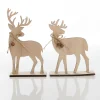 Pair of Wooden Reindeer Cutout Ornaments Christmas Birds And Animals|