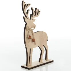Pair of Wooden Reindeer Cutout Ornaments Christmas Birds And Animals|