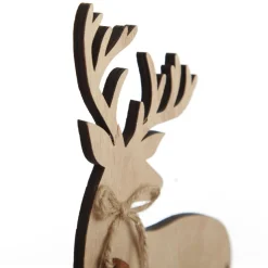Pair of Wooden Reindeer Cutout Ornaments Christmas Birds And Animals|