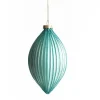 Pale Blue Glass Ribbed Teardrop Christmas Bauble Decorative Christmas Baubles|