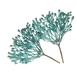 Pale Blue Glitter Berry Pick - Set of 2 Christmas Pick|