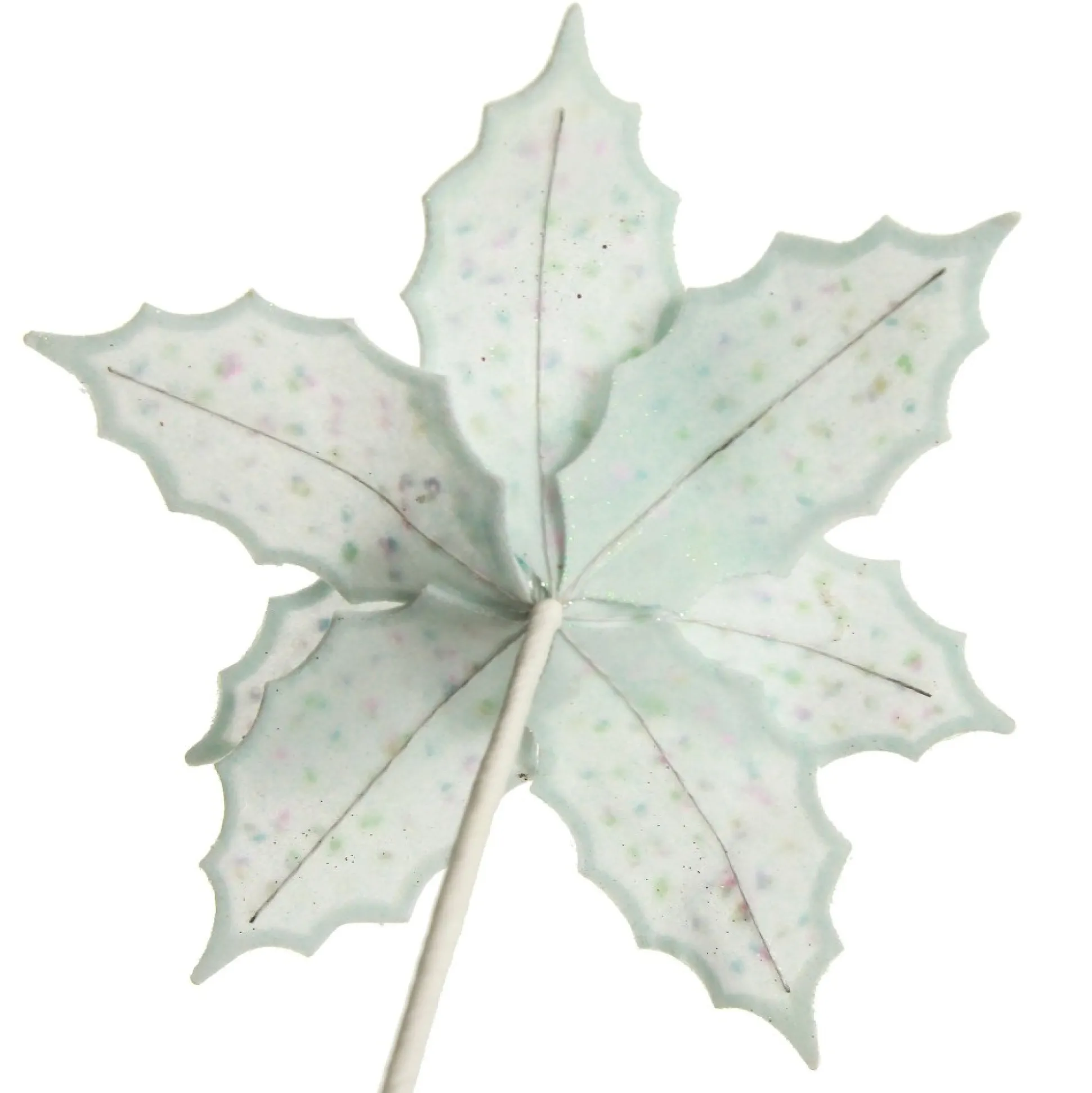 Pale Blue Poinsettia Flower Stem with Multicoloured Sprinkles Christmas Flowers|